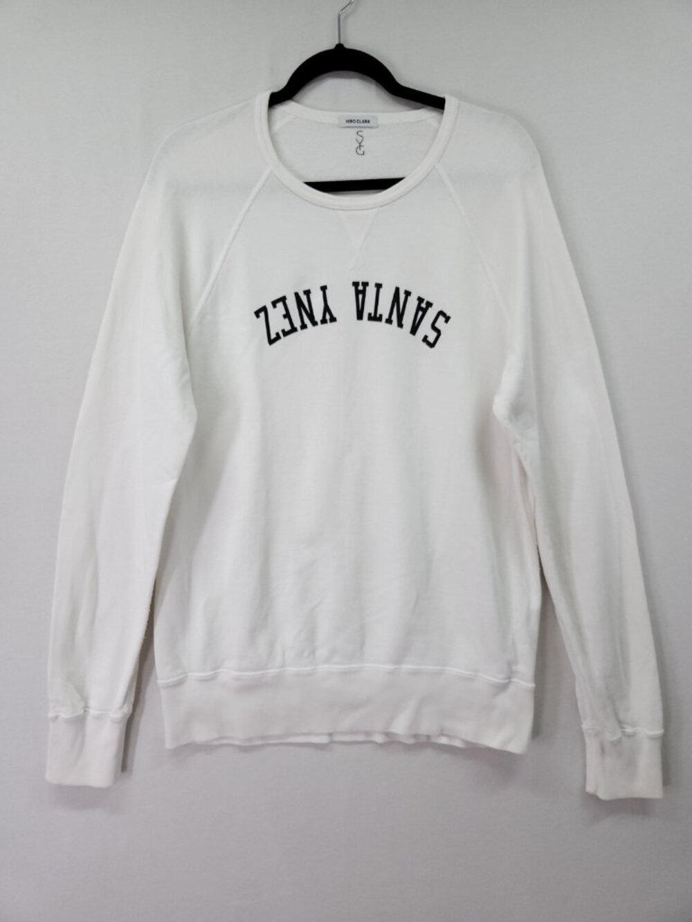Hiro Clark White Long Sleeve Santa Ynez Crewneck Pullover Sweatshirt Size Small